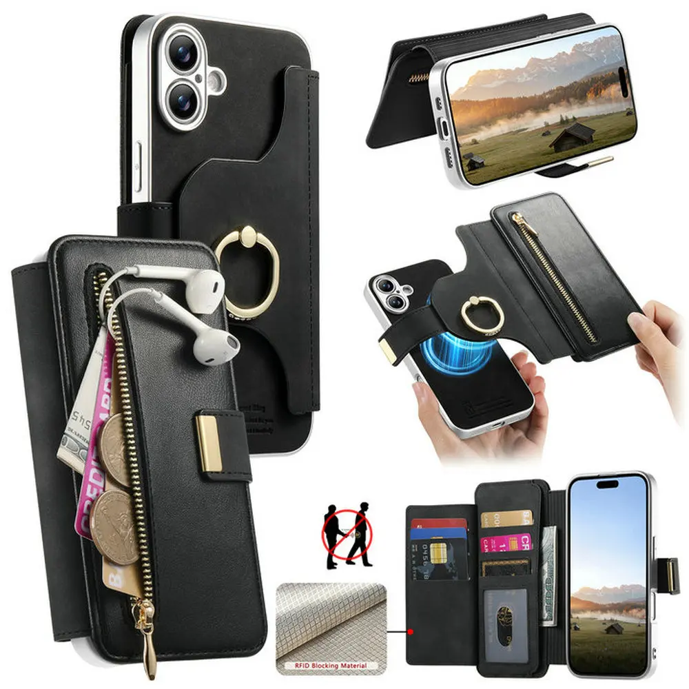 

For OPPO A5 Pro 5G 4G 2In1 Detachable Zipper Leather Wallet RFID Case For OPPO A6 Pro Case Phone A5 A 5 Magnetic Flip Funda
