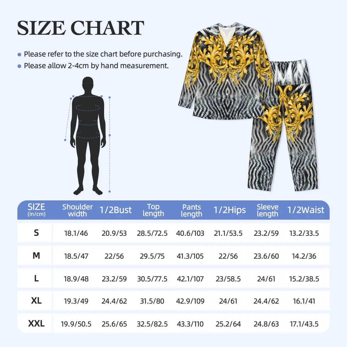 Men's Home Suits Long-sleeved Golden Baroque With Mixed Animal Skin Suits for Autumn and Winter Pajamas for Men