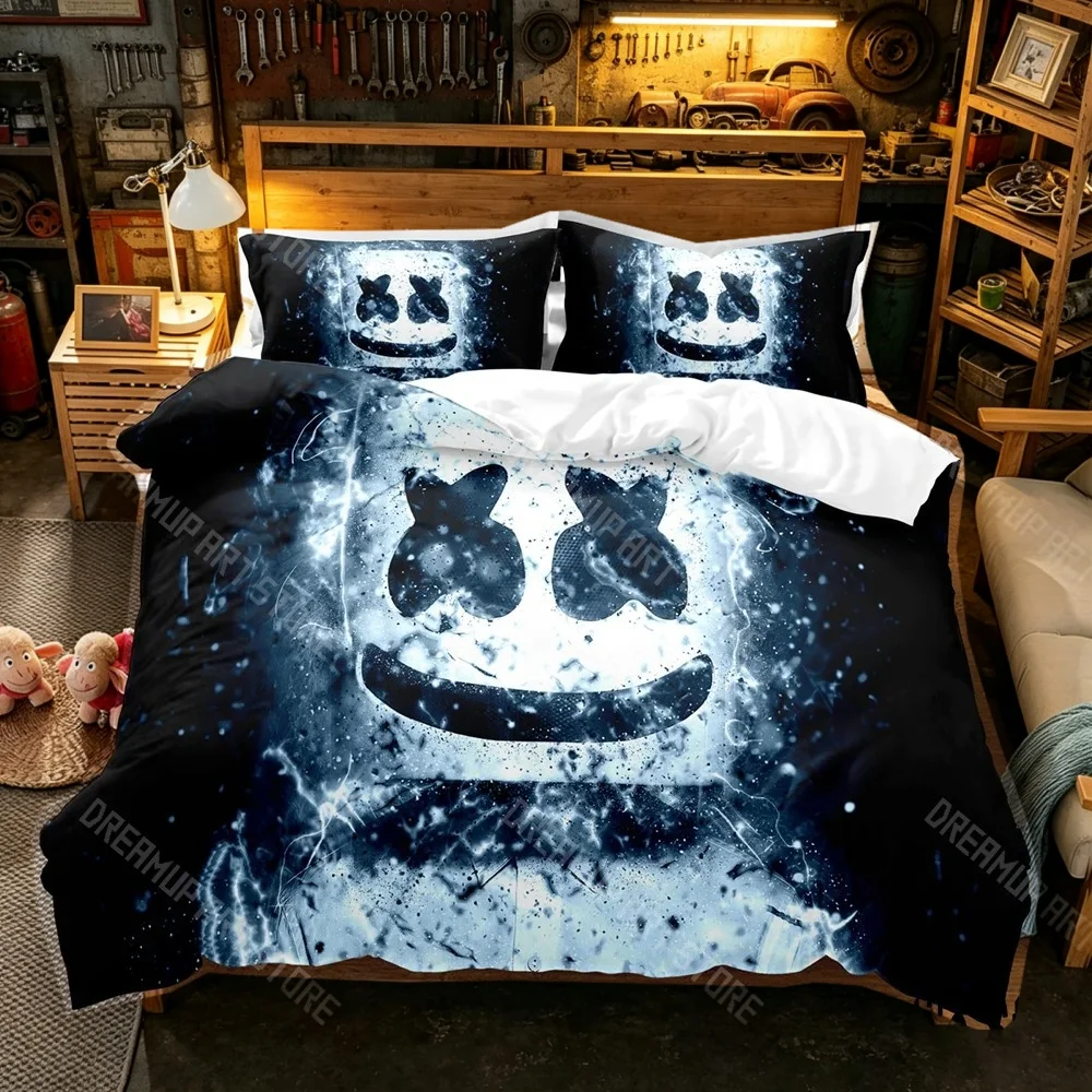 3D Printed Marshmallow DJ Bedding Set for Boys Girls Duvet Cover Pillowcase Twin Queen King Full Single Double Sizes