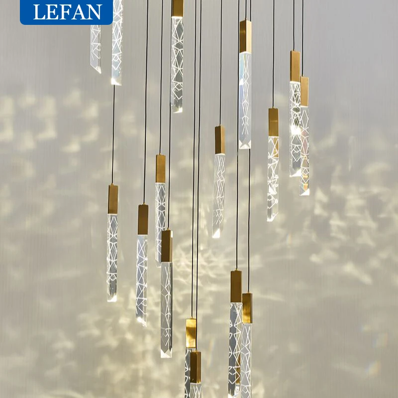 Imagem -02 - Modern Led Chandelier Lights Teto Hanging Light Crystal Chrome Duplex Stair Loft Pendant Lamp Sala de Estar Hotel Luxo k9