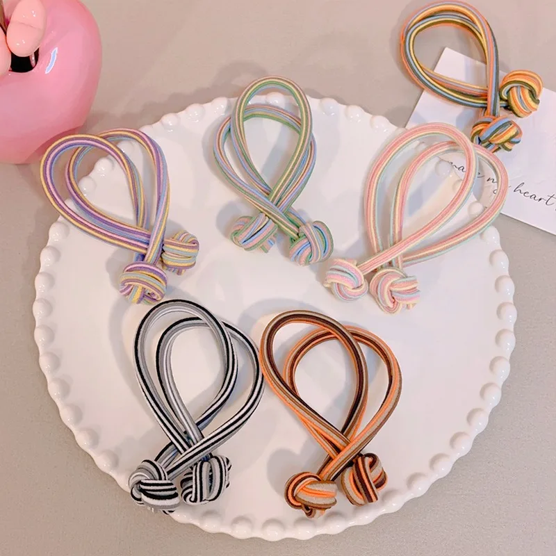 1/5er-Pack koreanischer Stil, weicher elastischer Haargummi für hohe Pferdeschwänze, Haarschmuck für Damen, geknoteter Haargummi, modisch – Detail 2