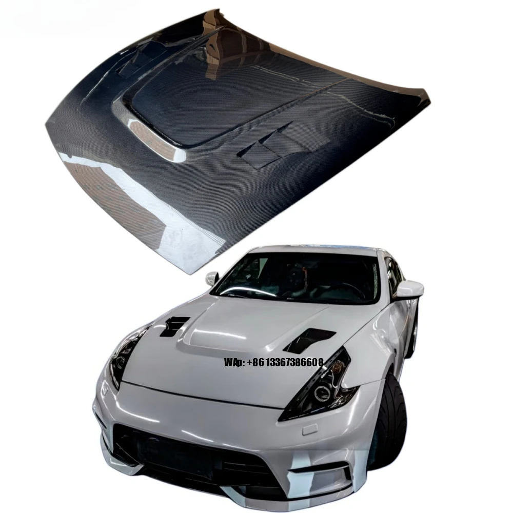 

New Carbon Fiber Engine Hood for 370Z MBJ Style Replacement Hood Direct Fit Body Parts Styling Upgrade Bolts Bolt-On