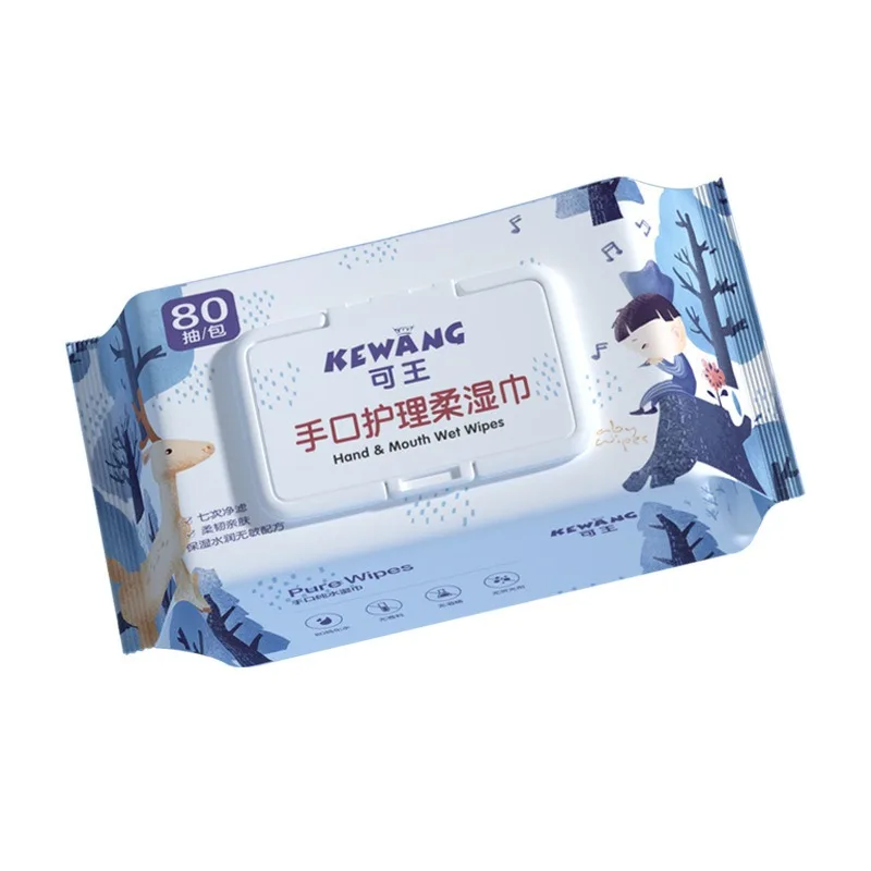 مناديل مبللة للأطفال 80 حقيبة كبيرة مضخة للعناية باليدين والفم مناديل مبللة لتنظيف النظافة يمكن التخلص منها