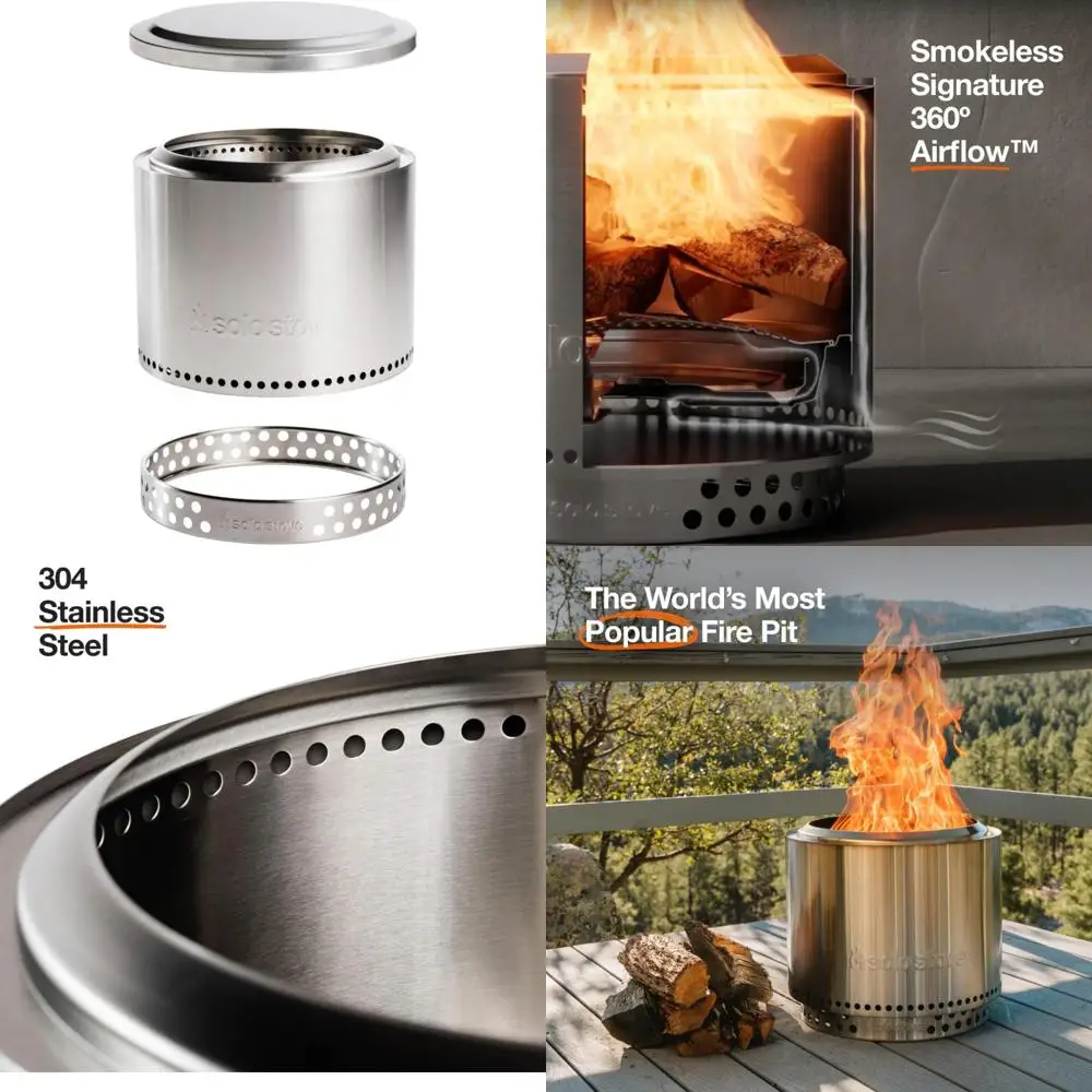 

портативный бездымный комплект пожарной ямы на 4–6, сжигания по дереву, съемная подставка и крышка