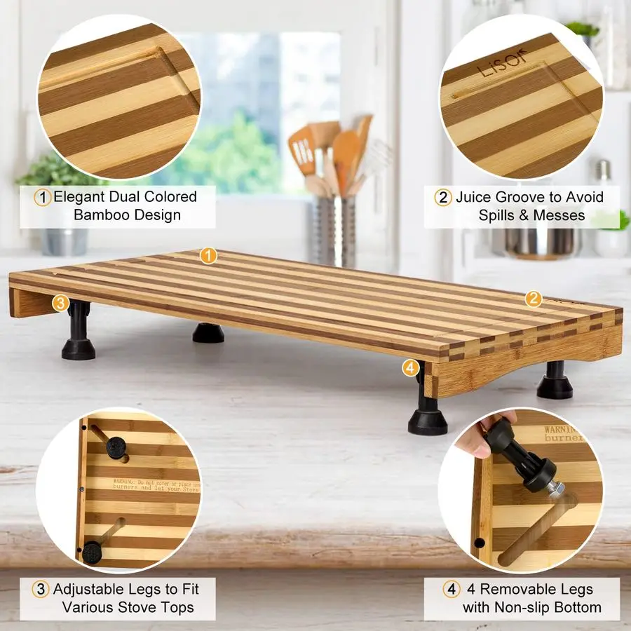 調節可能な脚付きコンロカバーアンプカウンタートップまな板、21.14 x 11.42インチ、電気ストーブ用の両用まな板
