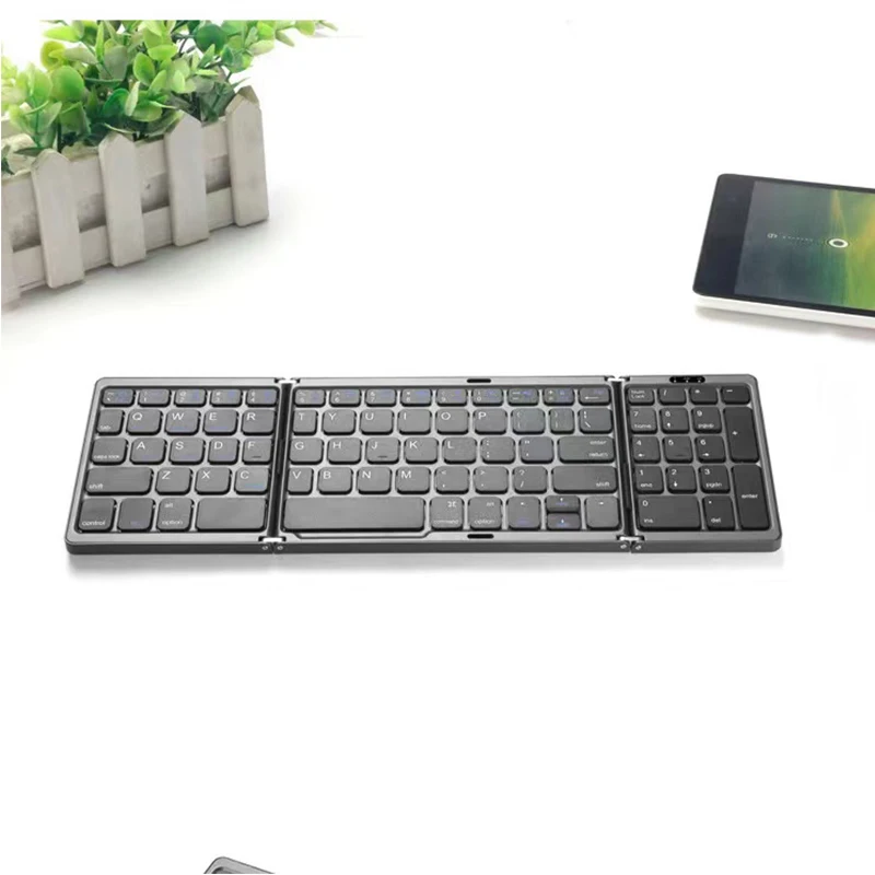 Tragbare Mini Drei Folding Bluetooth Tastatur Drahtlose Faltbare Tastatur Für iOS Android Windows ipad Tablet Mit Numerische Tastatur