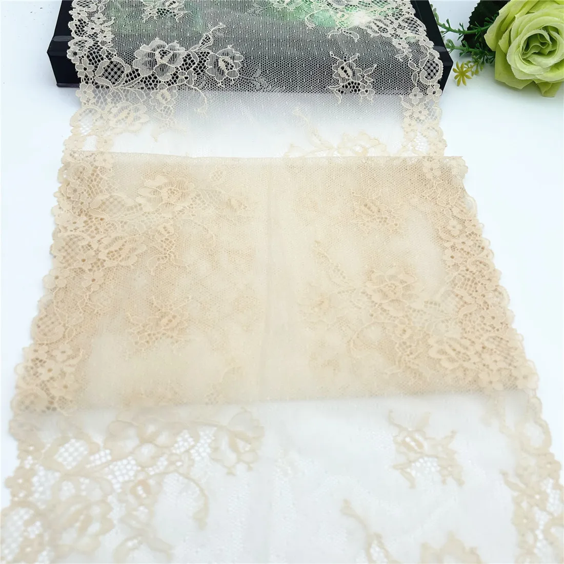 Width 23cm Skin Beige Stretch Elastic Lace Trim Skirt Hem Underwear Sewing Craft DIY Apparel Fabrics Lace Lingerie Bjd