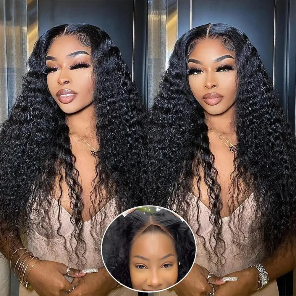 Deep Wave Glueless Wigs Human Hair Ready to Wear Pre Cut 4x4 5x5 Hd Lace Closure Wig Pre Plucked Curly Glueless Human Hair Wig