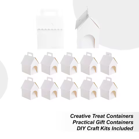 12PCS Adoption Puppy Theme Gift Box Cute Empty House Shaped Gift Box DIY Painting Available Candy Box With Door And Handle