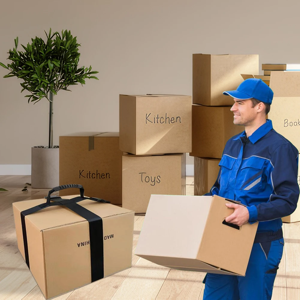 

Подъемный ремень для тяжелых предметов с ручкой и пряжкой, ремень для переноски, фиксированный ремень для чемодана для надежного подъема, переноски тяжелых коробок, багажа