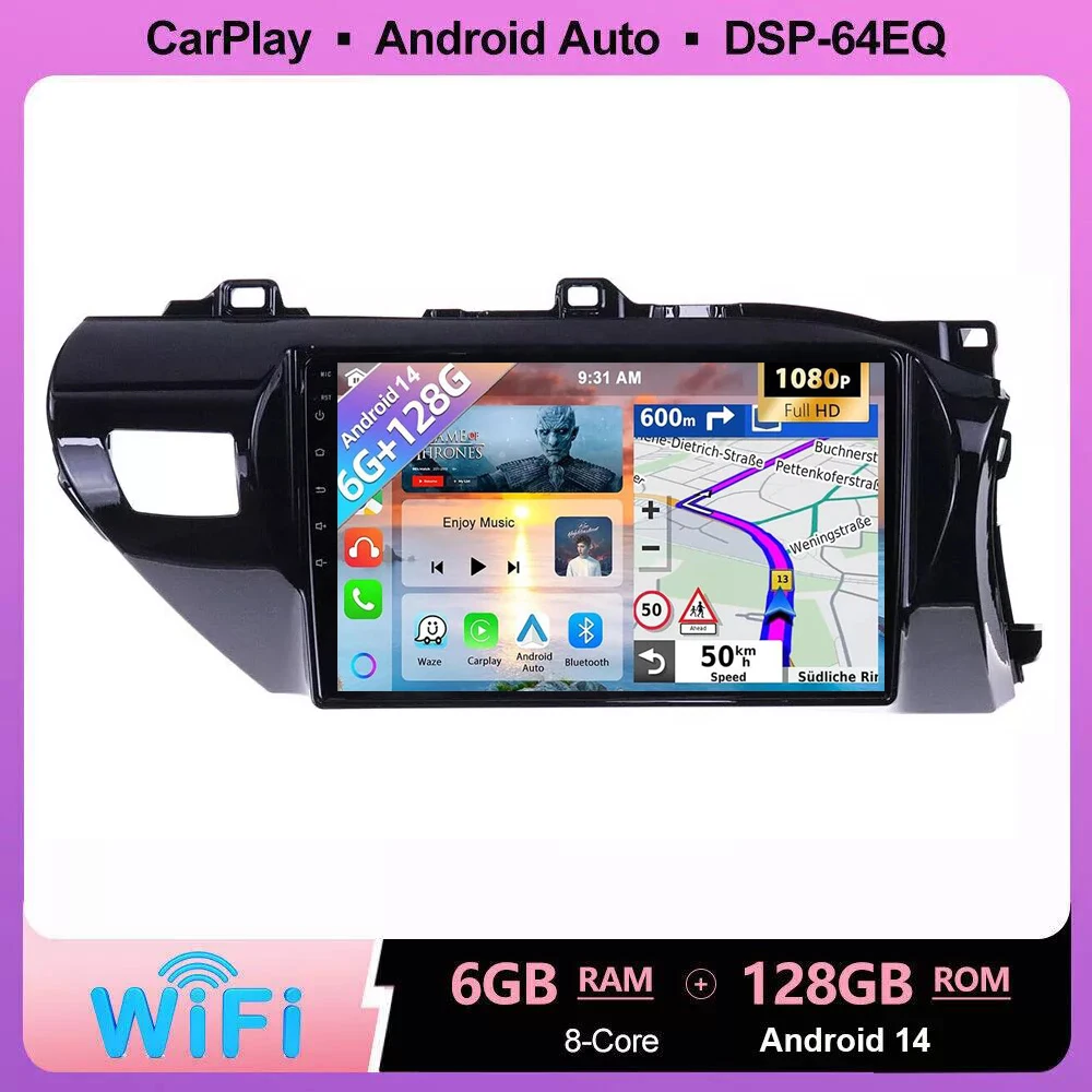 

Wireless Carplay Auto For Toyota Hilux 2015 2016 2017 2018 2020 2021 2023 RHD Car Radio Multimedia Video Player Navigation