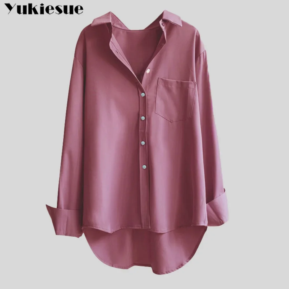 

Новые женские весенне-летние корейские блузки в стиле Харадзюку, рубашки, повседневные элегантные однотонные офисные женские топы с карманами, рубашки для поездок на работу, ветер
