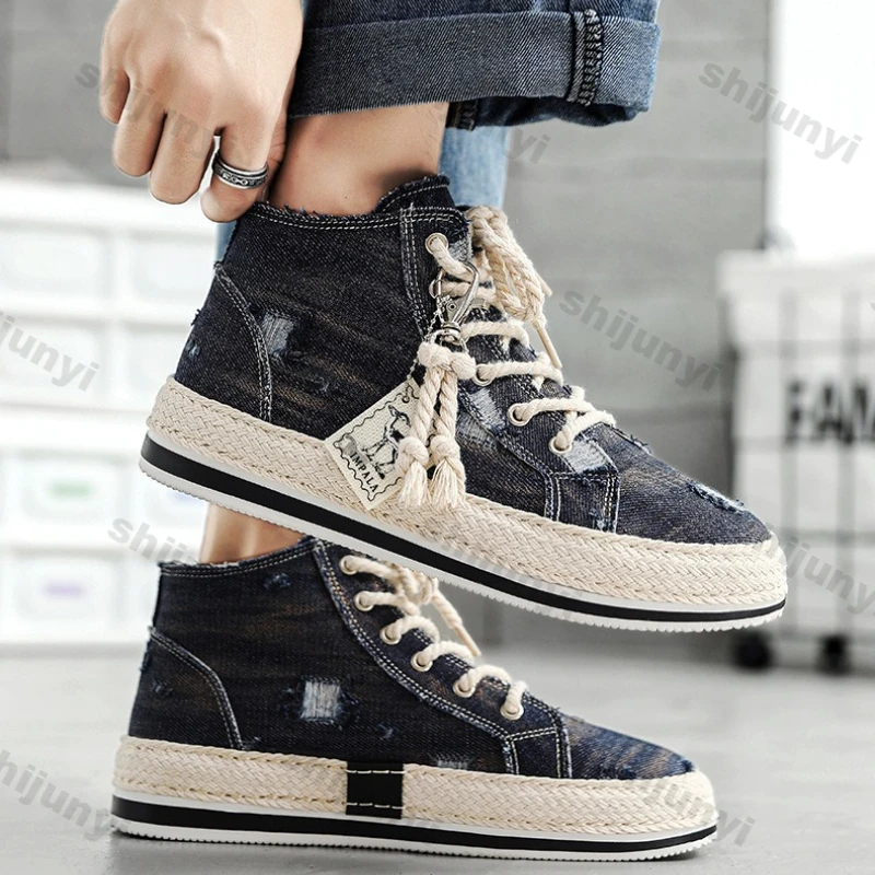 

Men's High Top Canvas Sneakers 2026 Four Seasons New Fashion Versatile Comfortable Casual Shoes Breathable Non Slip Flats