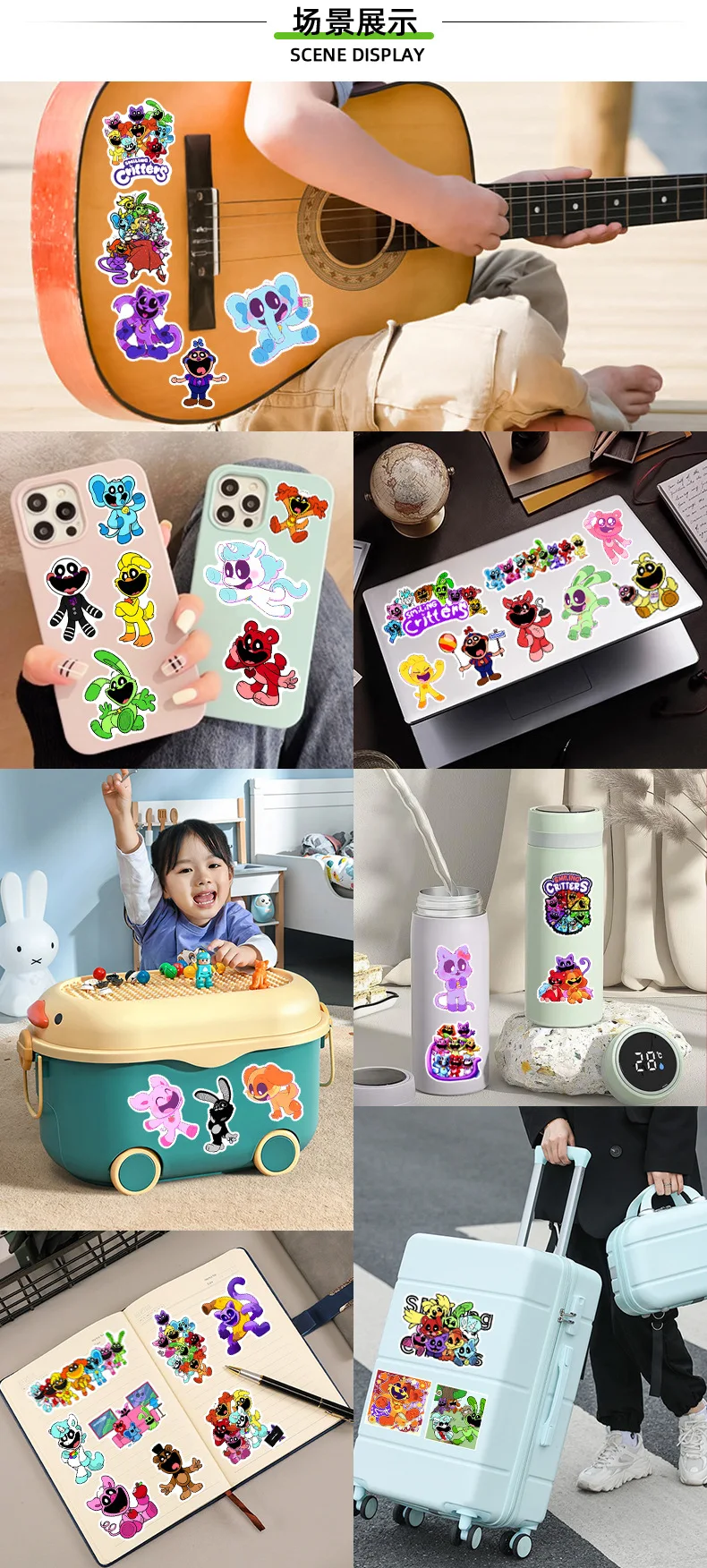 Smiling Critters Stickers Horror Game Figure Catnaps Kawaii Kids Stationery School Supplies Classic Toys Scrapbooking Aesthetic