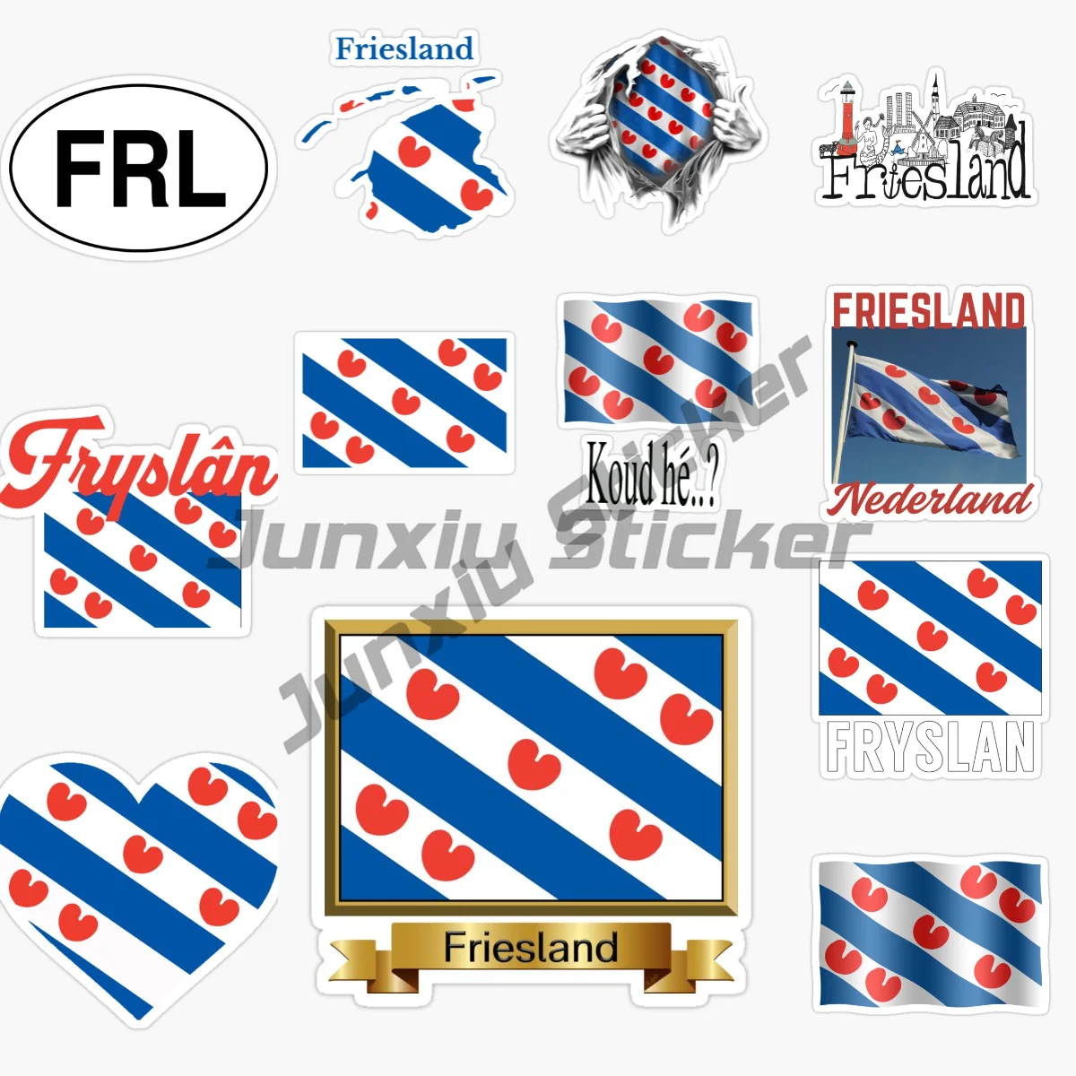 

Friesland National Flag Car Sticker for Badge Bicycle Van Laptop Motorcycle Wall Car Window Glass Off-road Decal Customizable