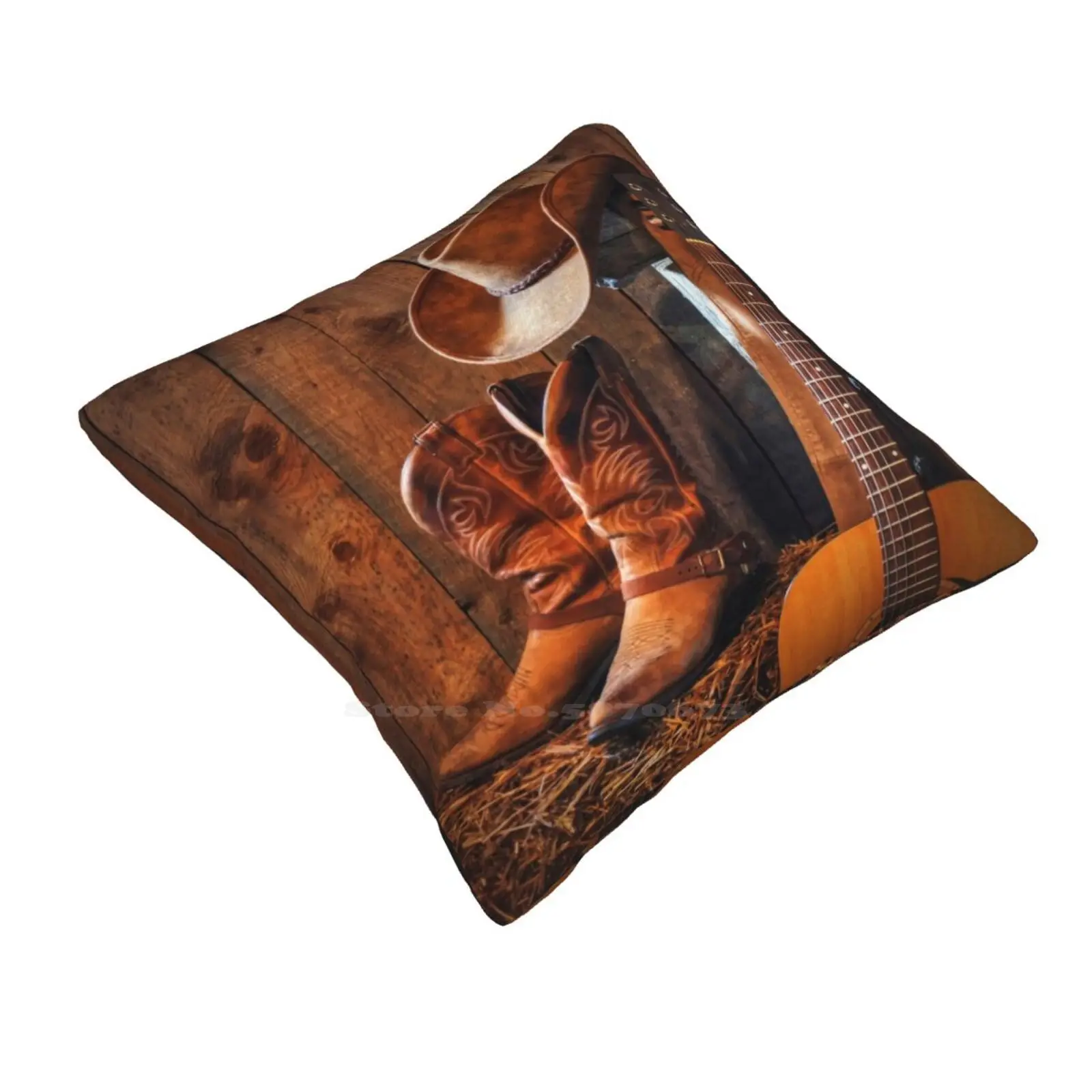 Cowboy Siesta. Pillow Cover Hug Pillowcase Country Music Guitar Nashville Cowboy Hat Boots Barn Western Chaps Rodeo