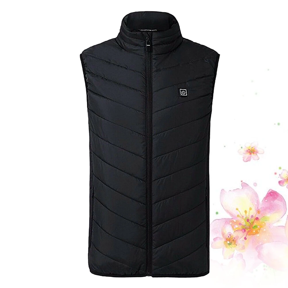 

Men Vest Washable Electric Heated Cotton Vest Warm Adjustable USB Charging Heated Clothing for Men (Black, Size )