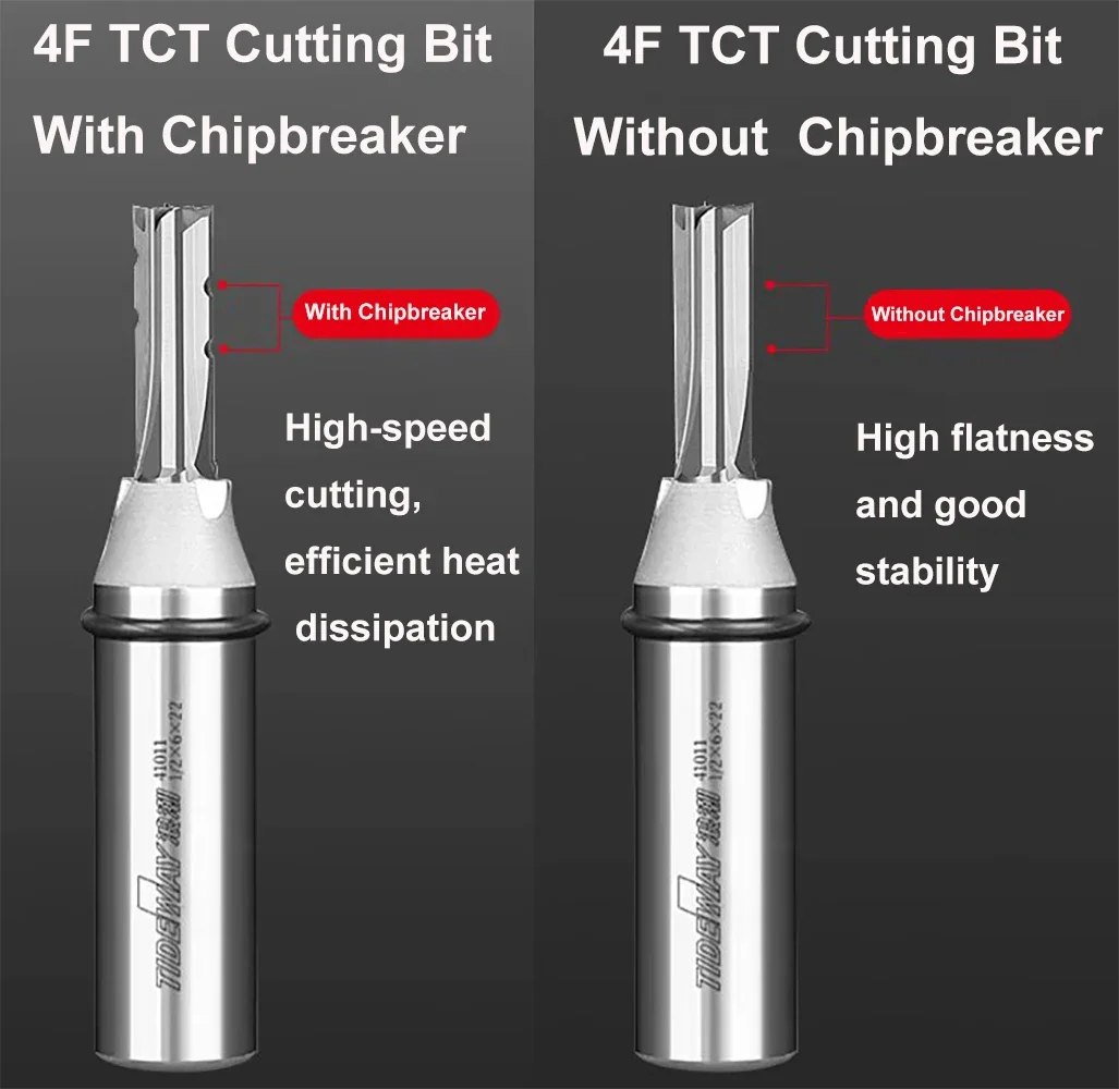 Tideway 4 شفرة قطع CNC كربيد قاطعة المطحنة 4 المزامير TCT مستقيم راوتر بت للخشب MDF متعدد الطبقات لوح جسيمات