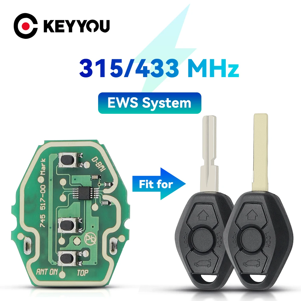 

KEYYOU для BMW E36 E38 E39 E46 E53 E60 E61 E63 1/3/5/7 серии EWS, системная плата дистанционного управления автомобильным ключом, 3 кнопки