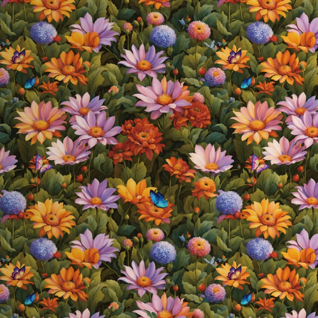 Garden Butterfly Flowers Wallpaper Daisy/Hydrangea/Green Leaf Peel and Stick Contact Wall Paper for Bedroom Drawer Cabinet