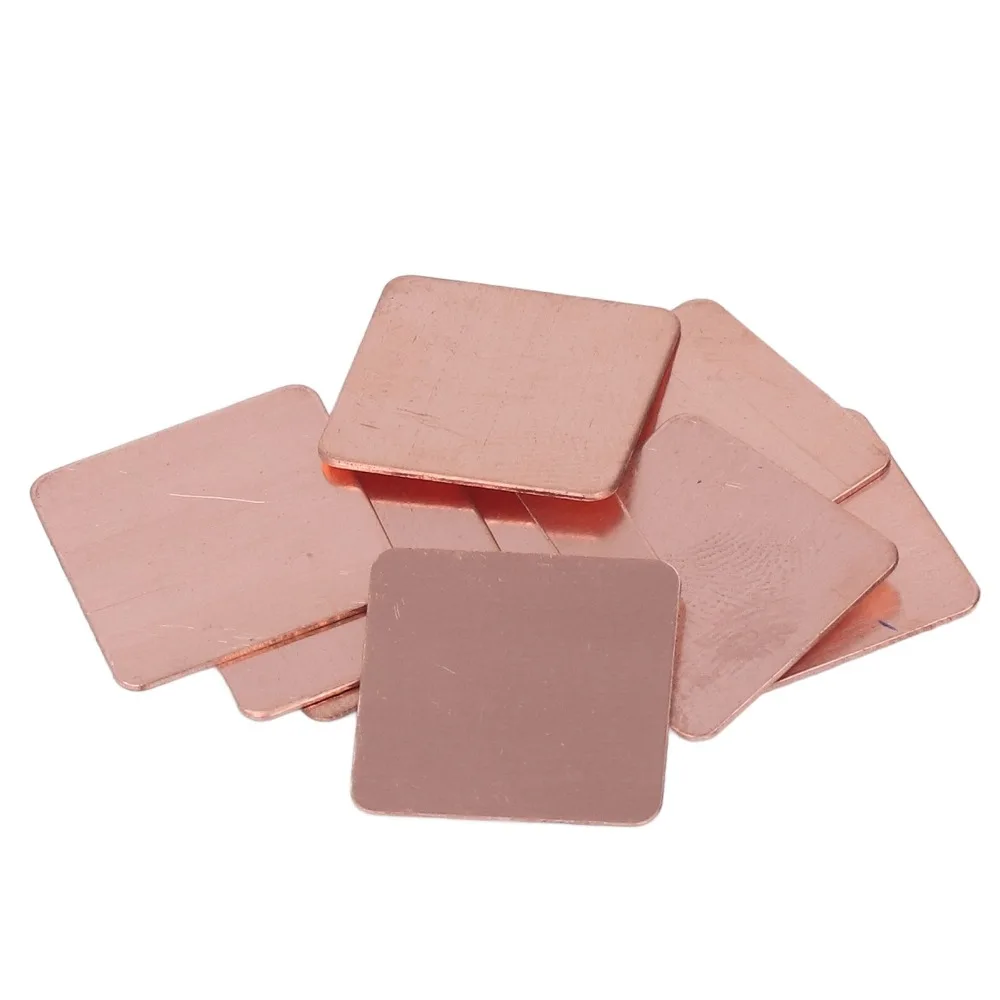 

20Pcs 20*20mm Copper Shim 0.3/0.5/0.8mm Thickness Optional Strong Thermal Conductivity Copper Heat Sink Shim Heat Sink Shim