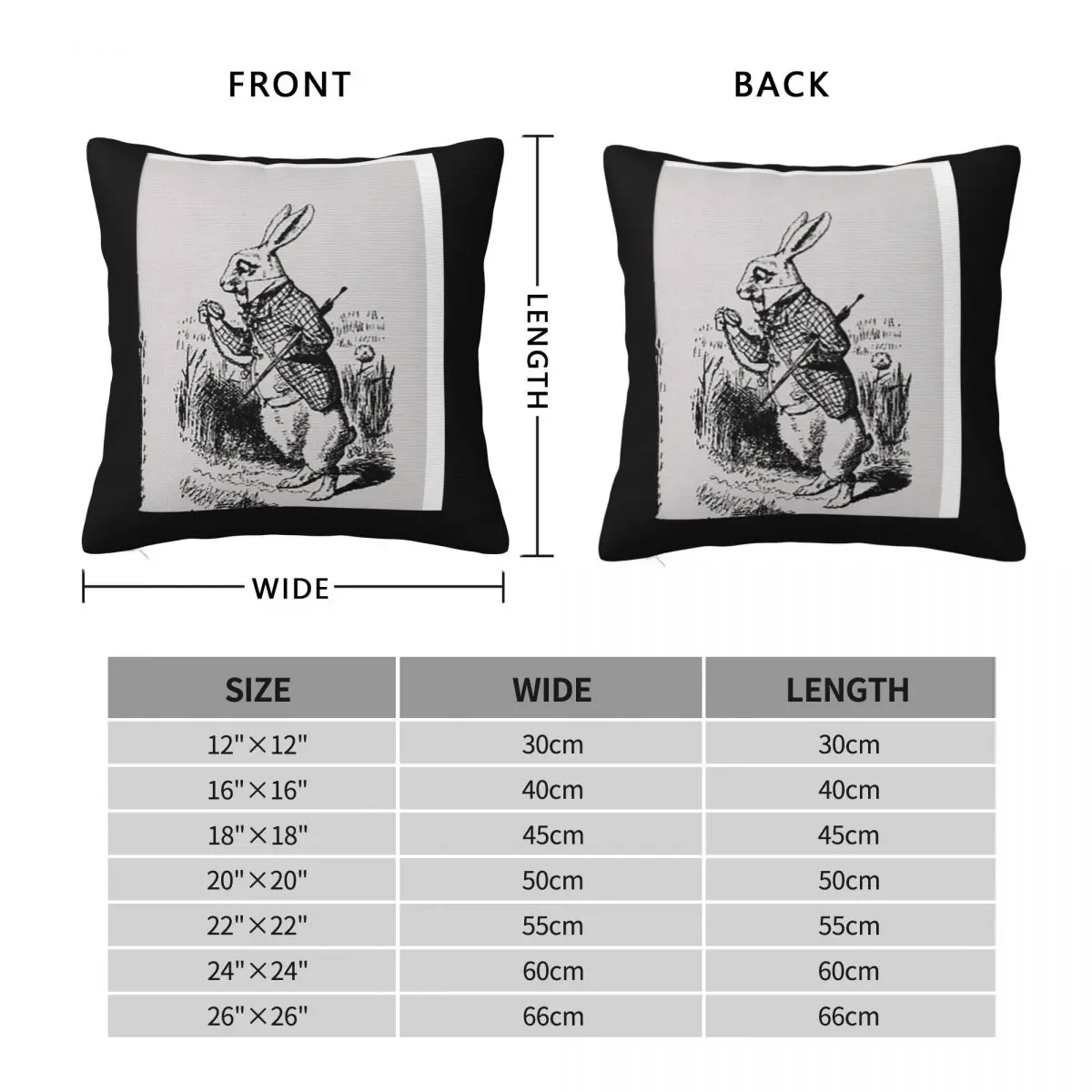 Alice Au Pays Des Merveilles Le Lapin Blanc Square Pillowcase Polyester Linen Velvet Pattern Zip Decor Car Cushion Cover