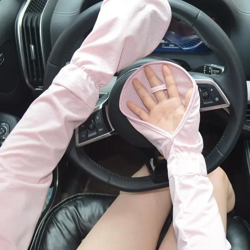 Gants d'été 1 paire de manches en soie glacée pour femmes, Protection solaire pour la conduite, protège-bras respirant, UV, randonnée en plein air, Camping