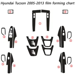 For Hyundai Tucson 2005-2013 Interior Central Control Panel Door Handle 5D Carbon Fiber Stickers Decals Car styling Accessorie