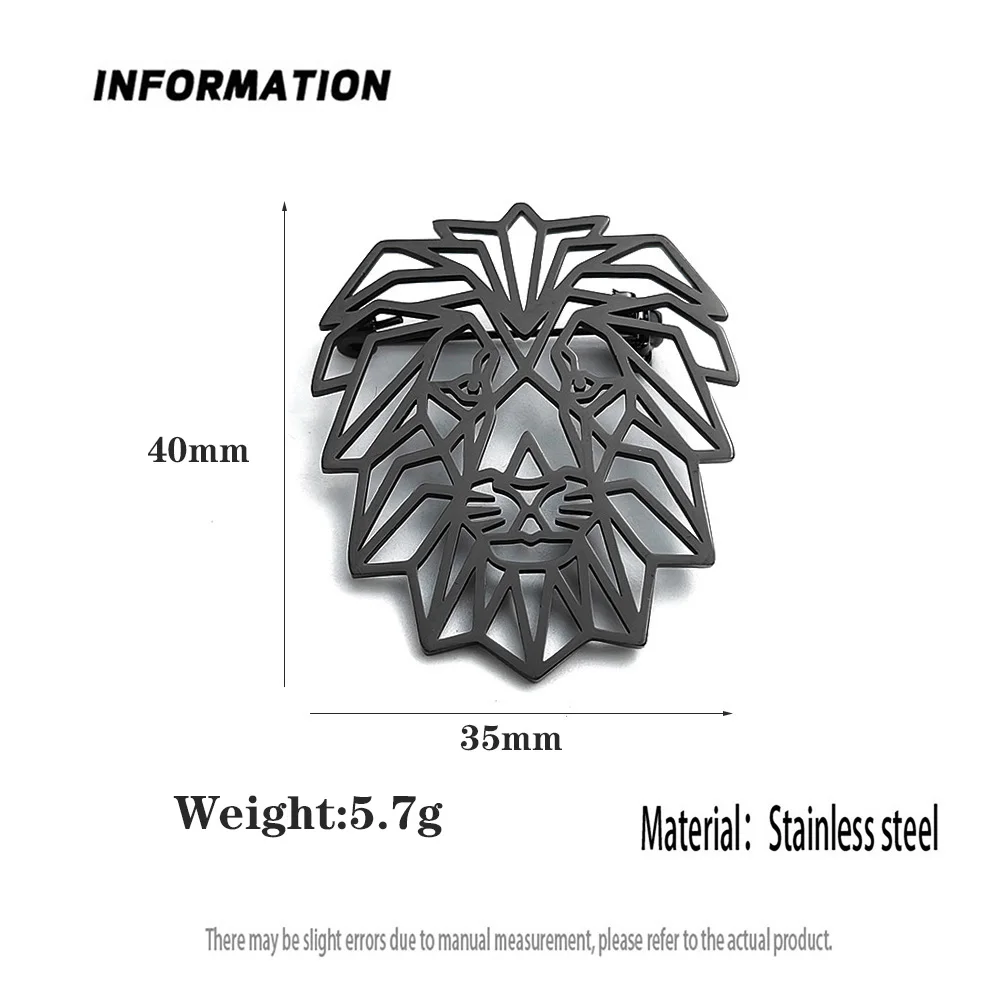 Men's cyberpunk style lion metal brooch, geometric structure badge accessory, jacket/backpack hip cool decorations. - Detail 1