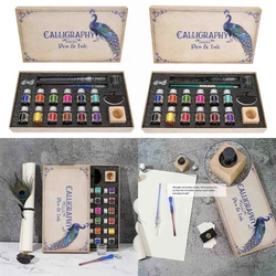 12 Colorful  Bottles  Set Glass Dip Pen for Adults