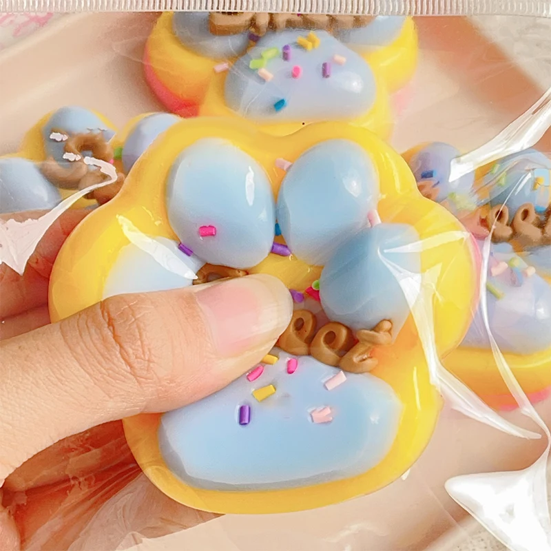 Cute Tri Colored Letter Cat Paw Squeeze Toys TPR Slow Rebound Decompression Stress Relief Toy Squishy Fidget Toy