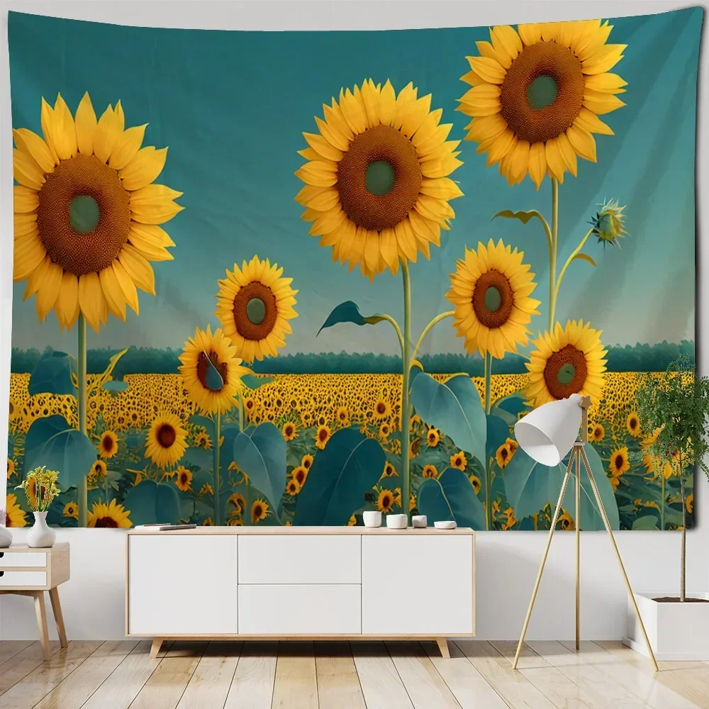 

Beautiful sunflower tapestry, home wall decoration, natural landscape, wall hanging cloth, bedroom, living room, art decoration