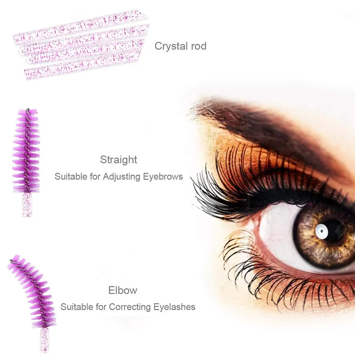 100Pcs แปรงขนตาคริสตัลเพชรแปรงปัดมาสคาร่า Applicator Spoolers Kuas Rias ตัวต่อขนตาอุปกรณ์ Lash อุปกรณ์เสริม