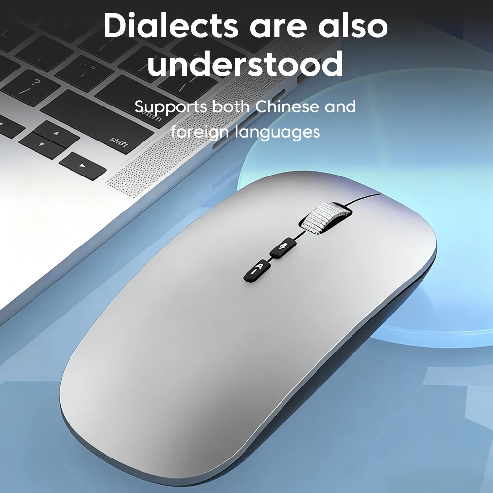 Mouse wireless ricaricabile con traduzione vocale intelligente AI portatile Mouse muto per giochi da ufficio con doppia modalità da 2,4 GHz compatibile con Bluetooth 5.0