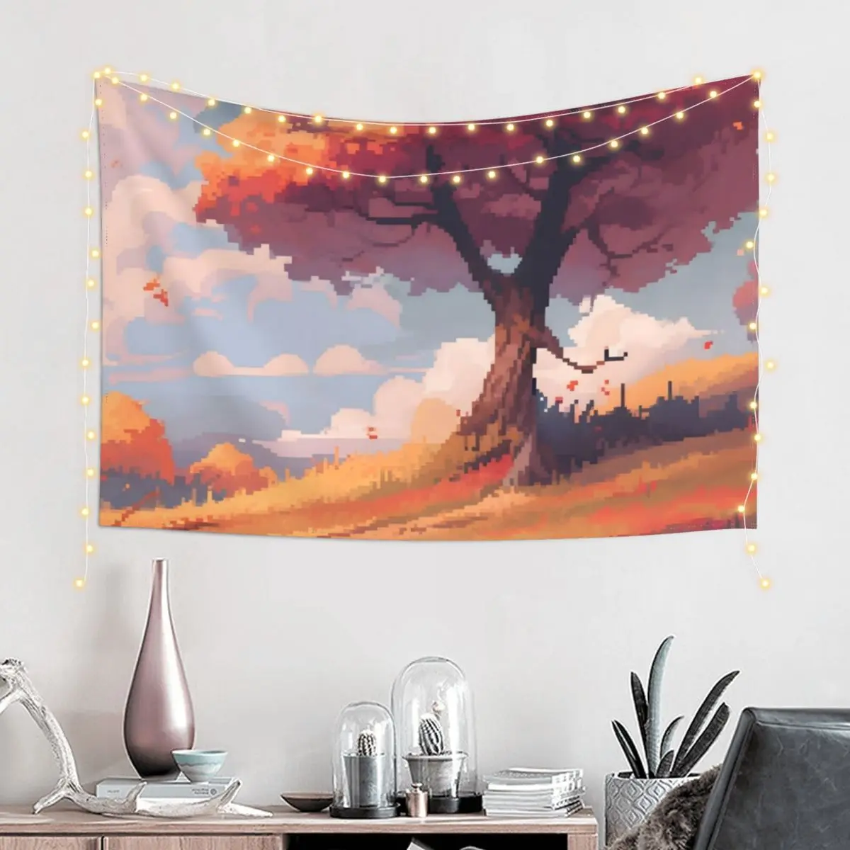 

Autumn tree - Pixel art Tapestry Home And Comfort Decor Cute Room Things Wallpaper Bedroom Room Decor Korean Style Tapestry