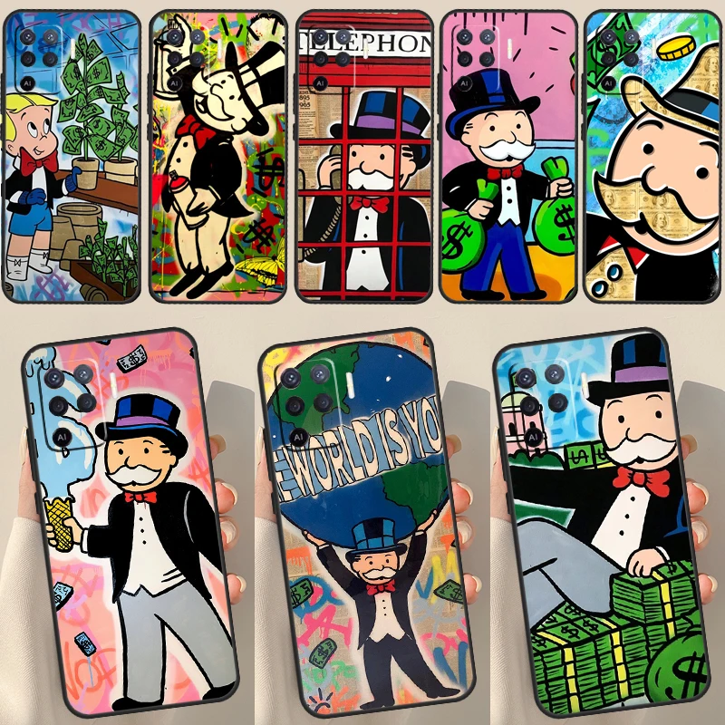 Dollar M-Monopolys For OPPO Find X3 Lite X5 Pro A5 A9 A31 A53 S A83 A91 A93 A54 A74 A94 A15 A16 A52 A72 Case