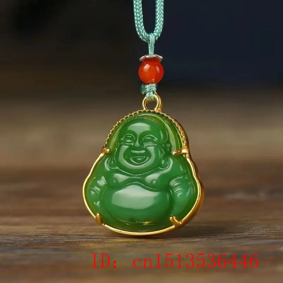 Jade Buddhism Pendant Amulet 925 Silver Fashion Crystal Charm Zircon Chalcedony Necklace Natural Gemstone Women Gifts Chinese