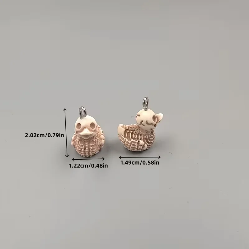 10pcs Halloween Skull Duck Charms, Resin Pendants for DIY Earrings, Keychain and Handmade Craft, Jewelry Making Accessories view 3