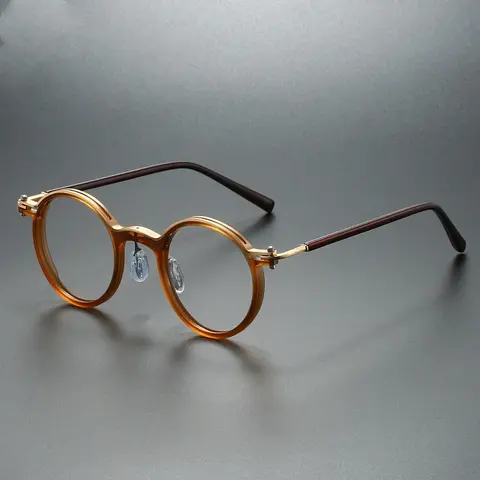 Strålningsbeständiga läsglasögon män kvinnor anti-blå strålar datorglasögon unisex platta vintage runda glasögon legeringsbågar 10 best sales runda glasögon - №4