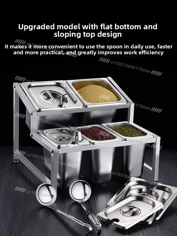 Stainless Steel Parts Basin Rack Jam Box Milk Tea Shop Special Milk Tea Small Ingredients Seasoning Box Fraction Box Shelf