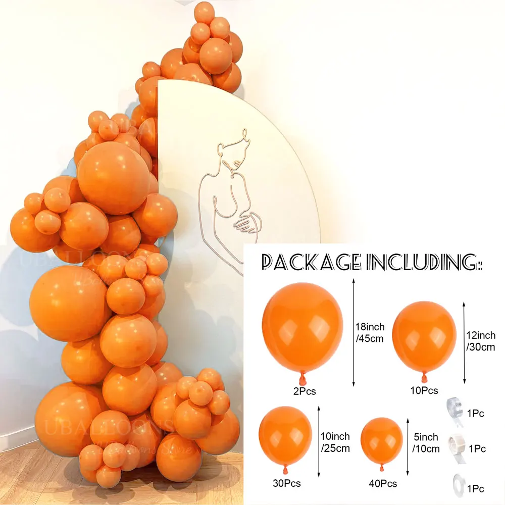 1 Set Retro Orange Luftballons Girlande 5/10/12/18 Zoll gebrannter orangefarbener Ballonbogen für Sun Cutie Babyparty Halloween Geburtstagsdekoration – Detail 8