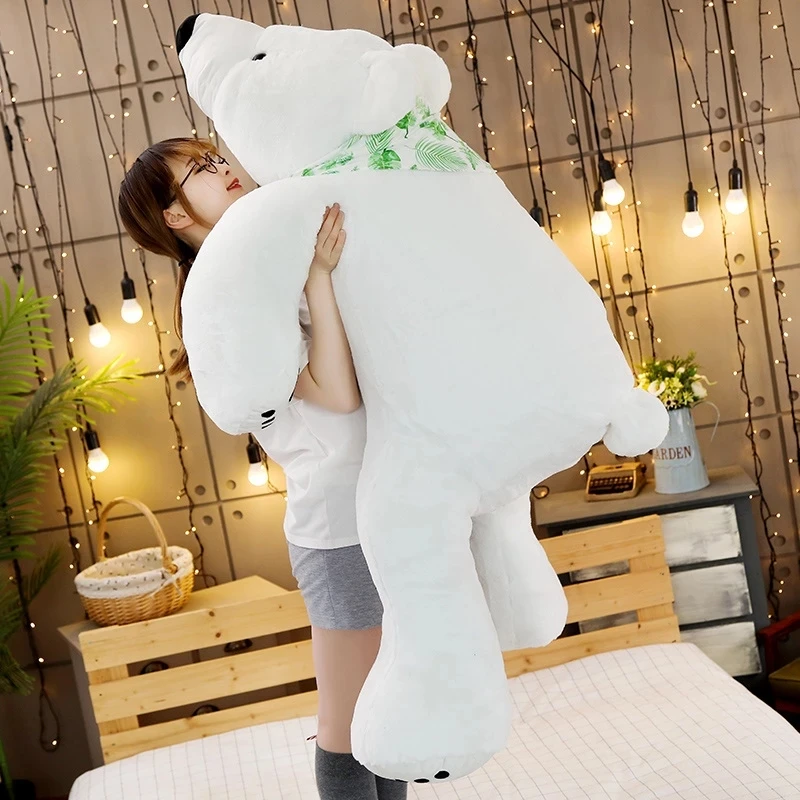 Giant 60/75/100CM Polar Bear Plush Toy Soft Cartoon Animal Cute Teddy Bear Stuffed Doll Long Pillow Cushion Kids Christmas Gift