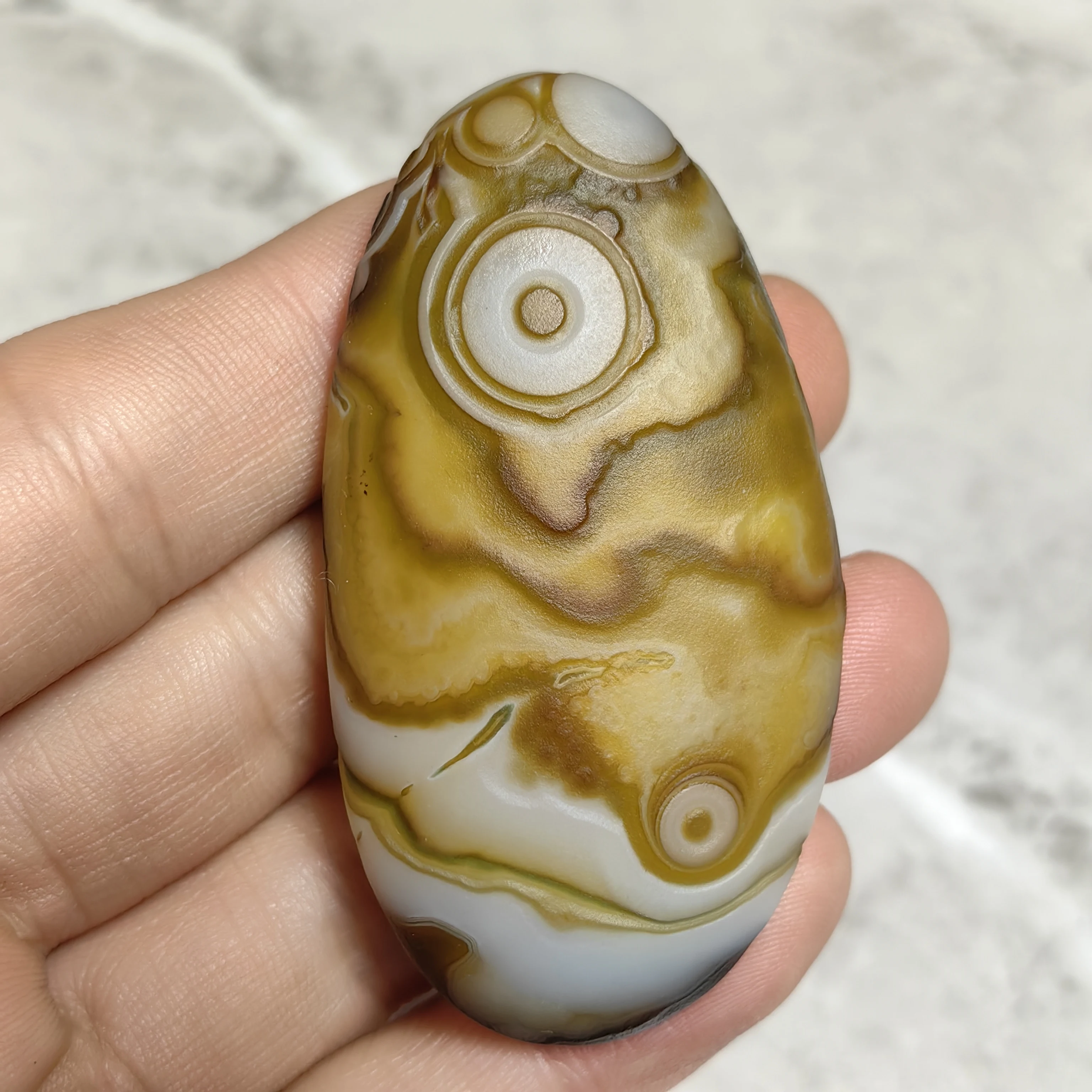 Natural Artistic Conception Agate with Eye Texture, Mineral Specimen Crystal Healing Stone Energy Chakra for Mind Body Spirit