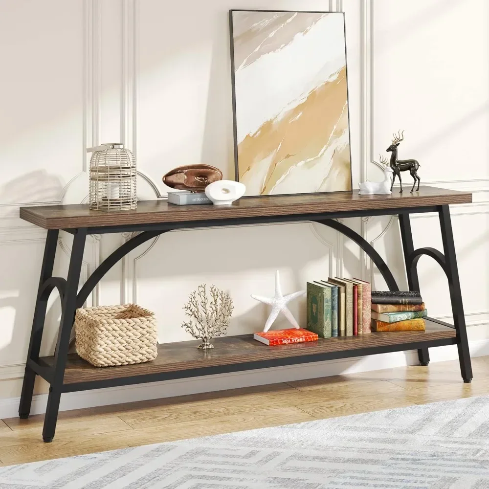 

Extra Long Sofa Tables, 70.8”Console Table for Entryway, Wood Console Table 2 Tier TV Stand, Behind Couch Table for Living Room