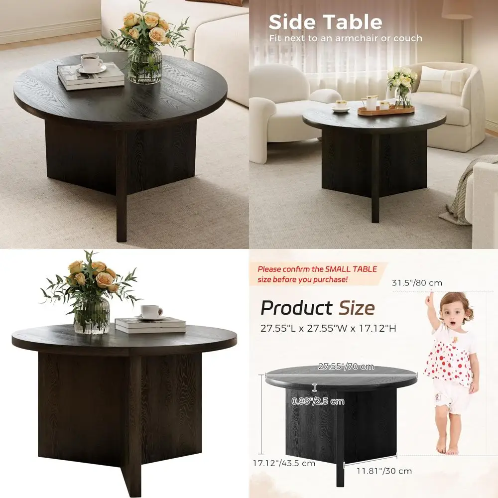

Современный журнальный столик 27,5 дюймов для небольших помещений, минималистичная мебель для гостиной, прочный круглый столик