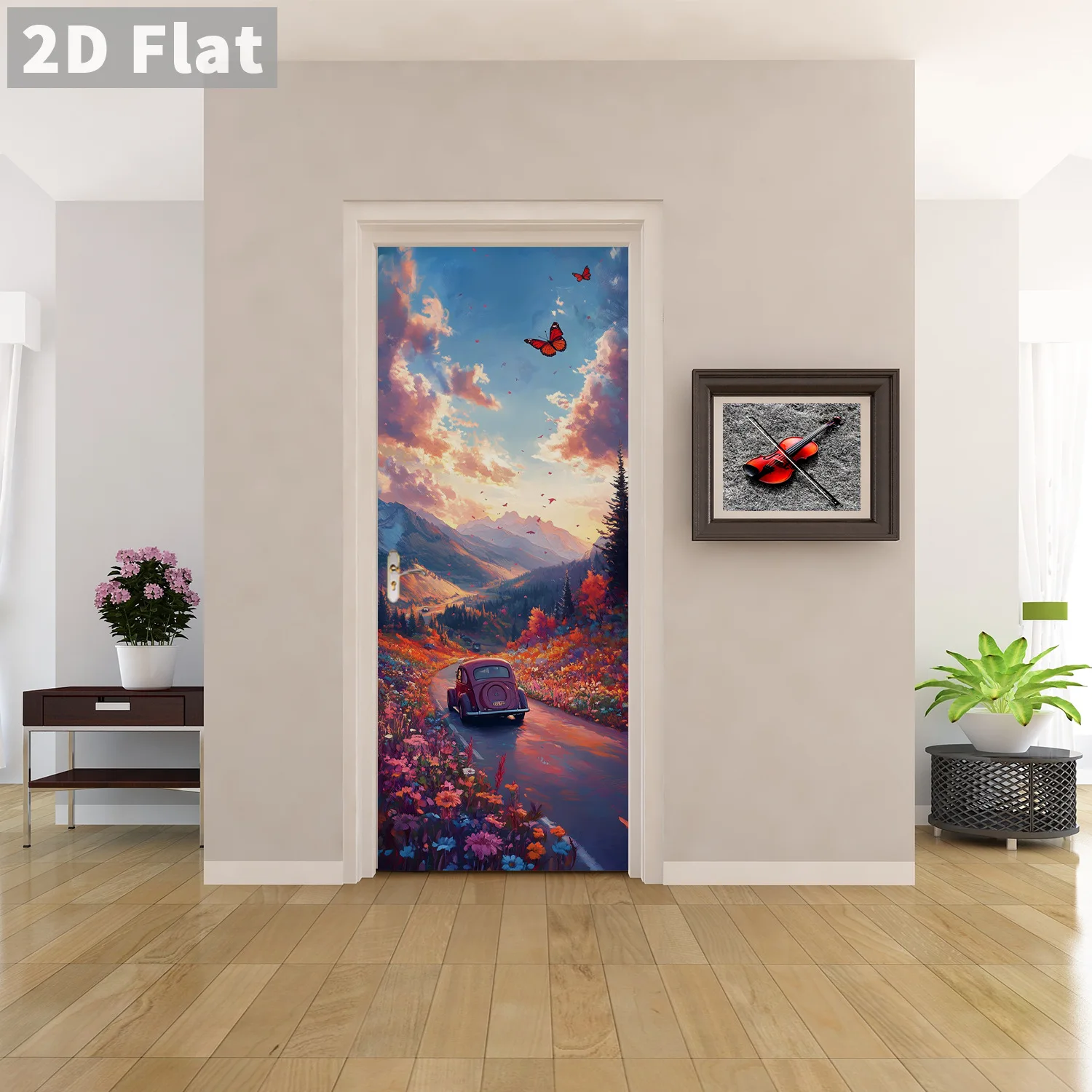 Creative Wood Door Elevator Makeover 3D Sticker Horse Head Decal Bedroom Study Bathroom Wall Sticker Plant Flower