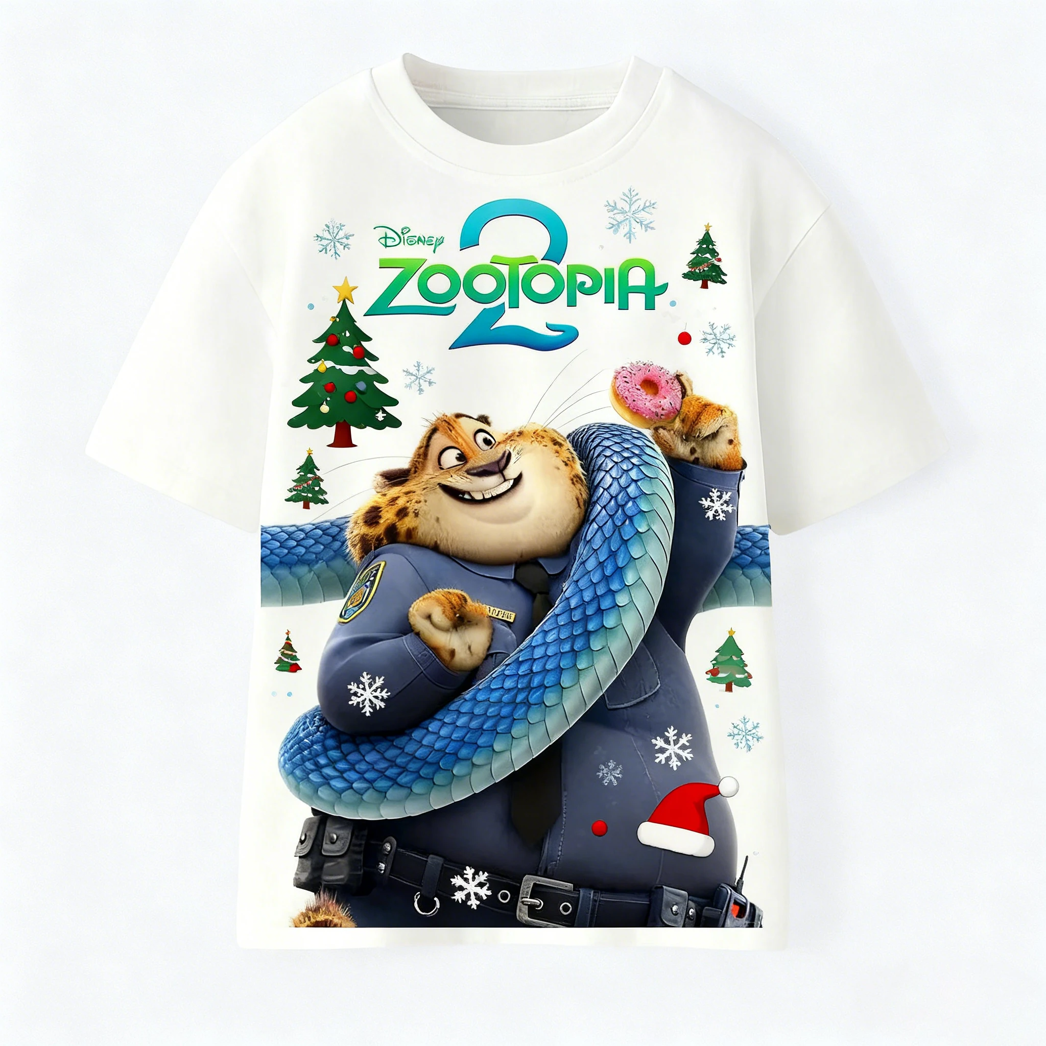 تي شيرت ديزني زوتوبيا 2 لعيد الميلاد للرجال والمراهقين بأكمام قصيرة وحفلات عيد الميلاد كاجوال يوميًا بطبقات الخريف والشتاء #5