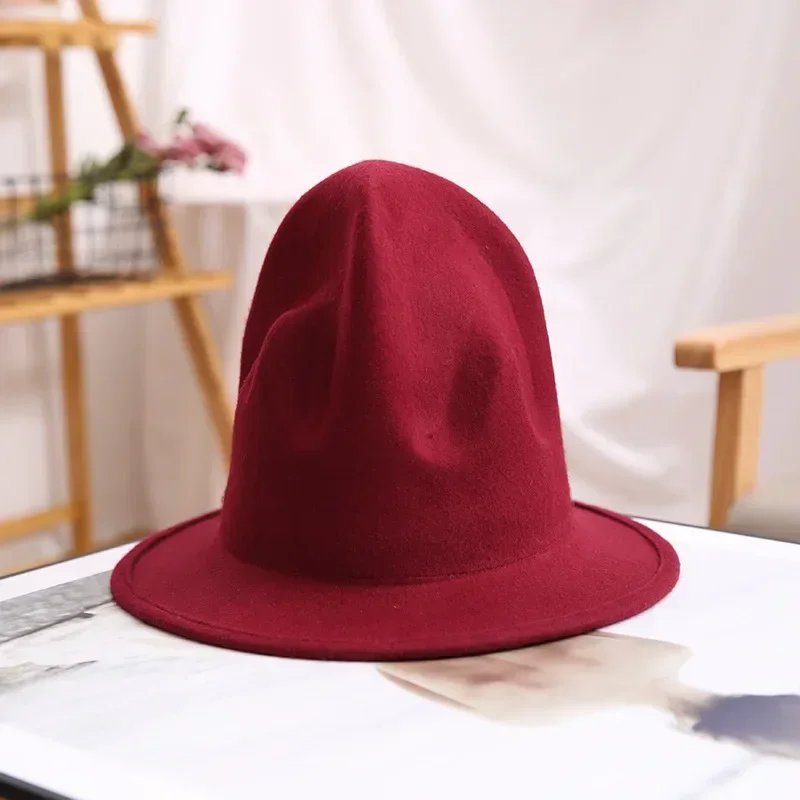 Neue lustige magische Hut Filz Fedora Hut für Frau Männer Hüte schwarz Zylinder männlich 100 % Australien Wolle Cap18cm solide klassische Fedoras Cap – Detail 6