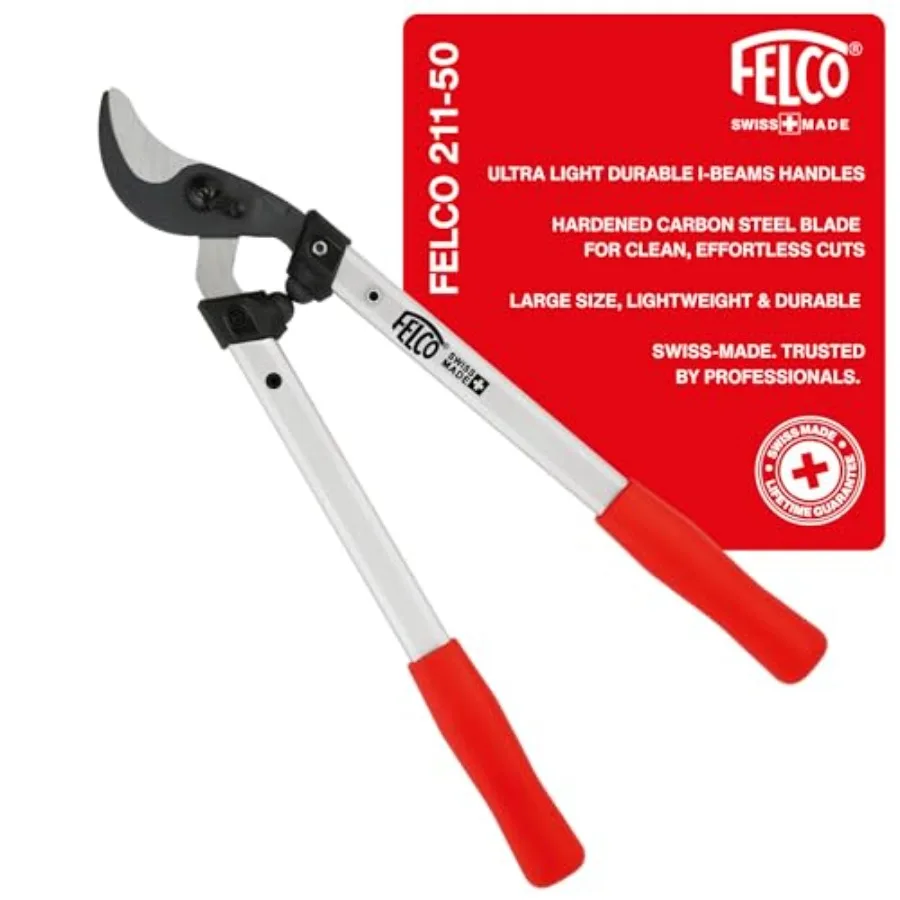 

F211-50 Swiss Made Loppers for Gardening 20 Lightweight Precision Tree Trimming Tool with Curved Bypass Blade I-Beam Handles fo