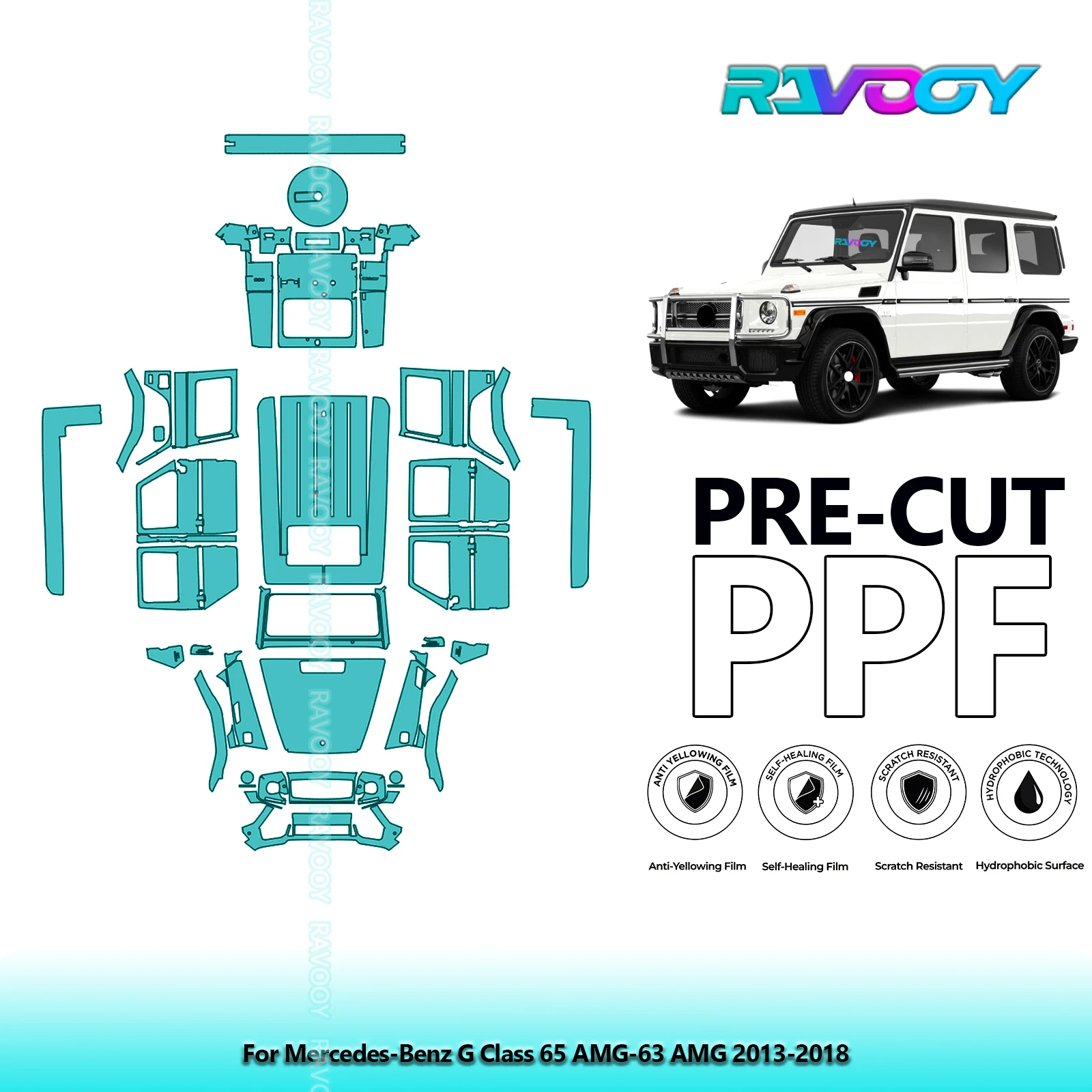 

Full Vehicle Clear Bra Precut PPF Paint Protection Film For Mercedes-Benz G Class 65 AMG-63 AMG 2013-2018